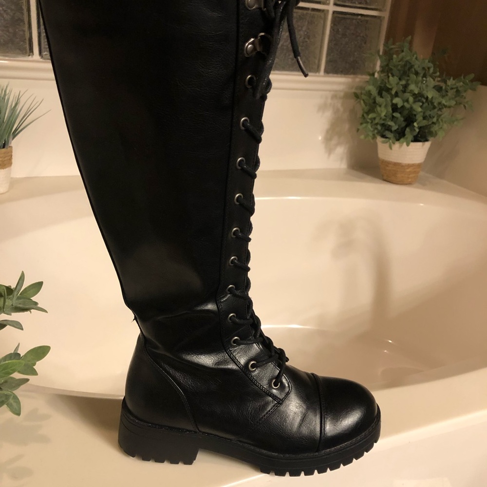 Black lace-up boots